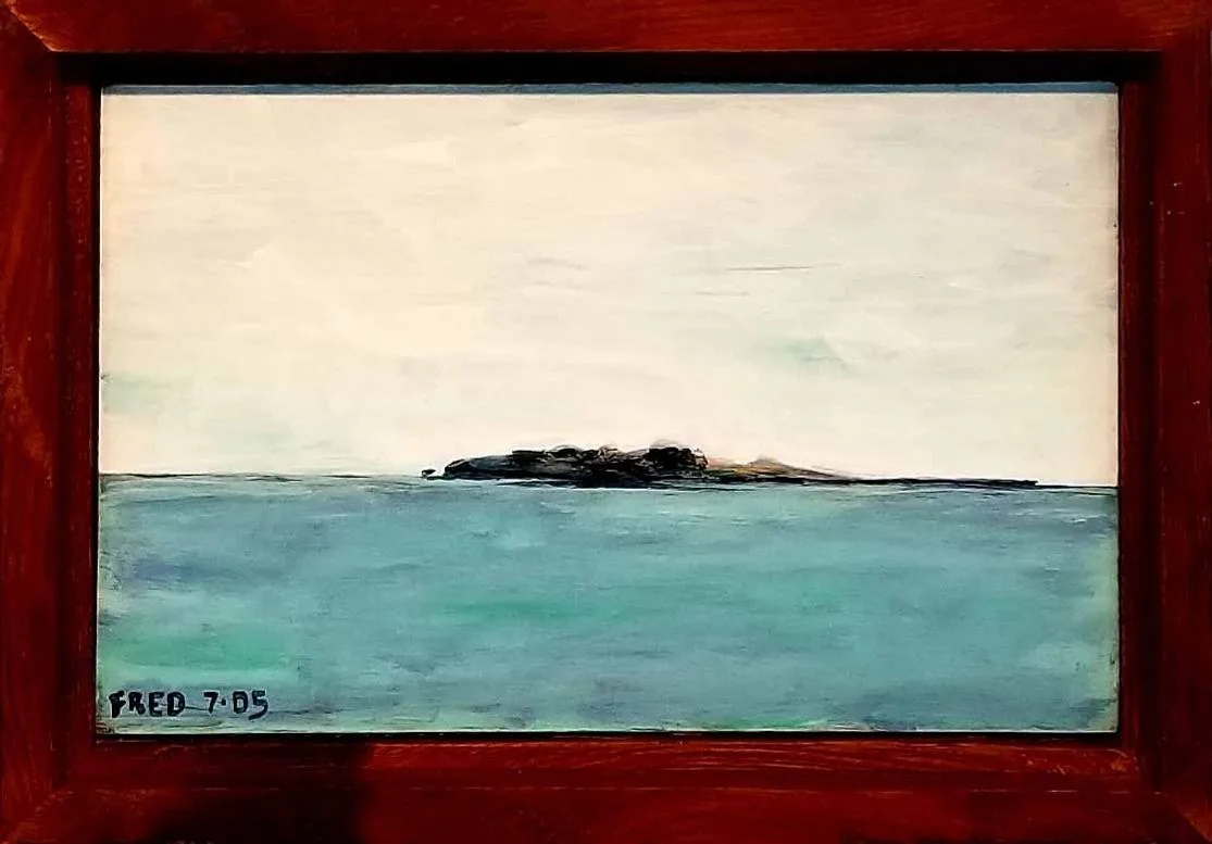 Île d'Entrée-2005, acrylique sur masonite, 18 × 28 cm