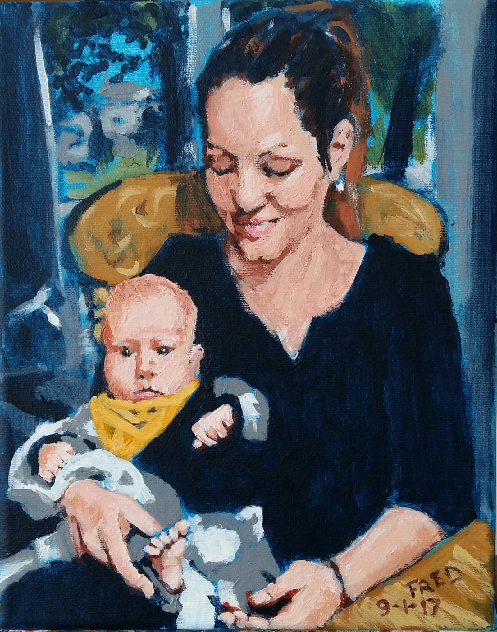 Marguerite et Arthur, acrylique sur masonite