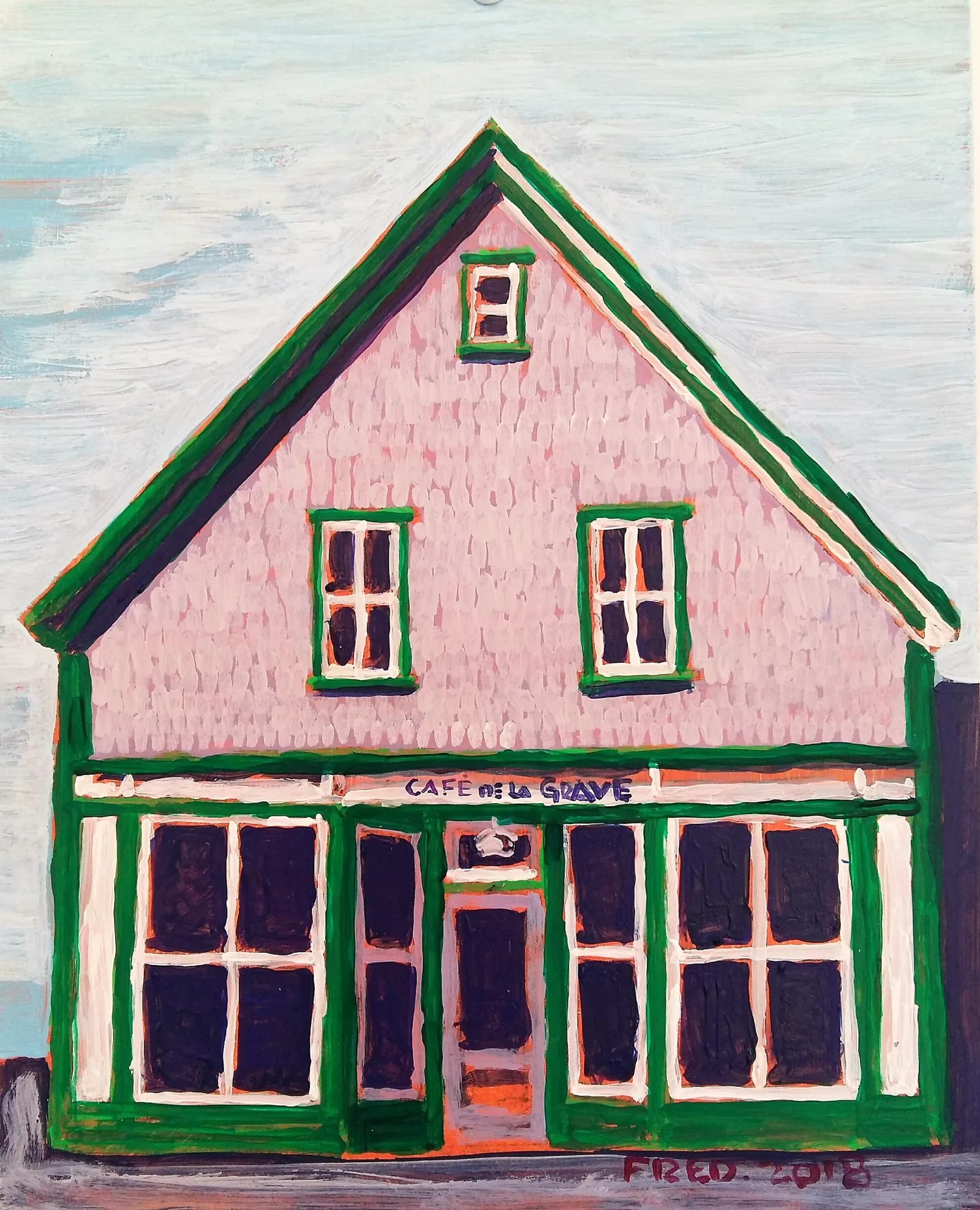 Le Café, acrylique sur masonite, 25,5 × 20,5 cm