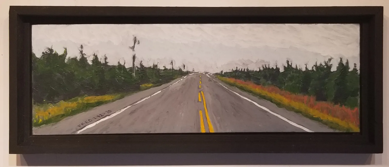 En route vers…, acrylique sur masonite, 14 × 41 cm