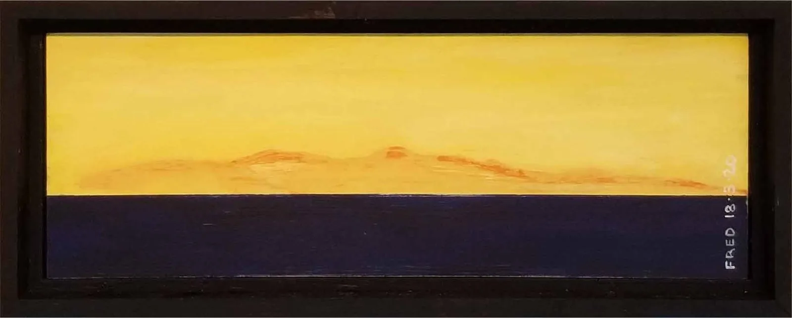 L'Île d'or, acrylique sur masonite, 14 × 41 cm