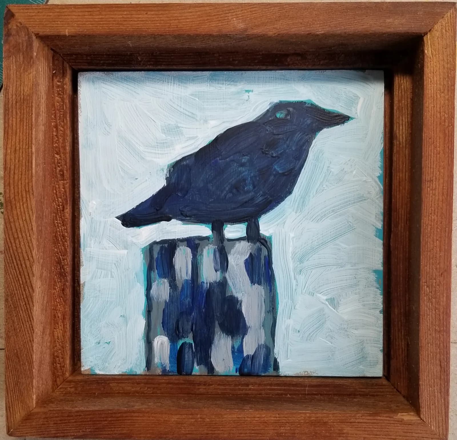 La corneille, acrylique sur masonite