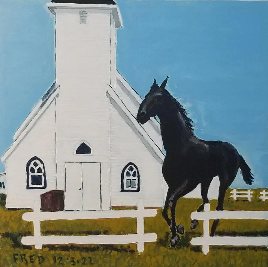 Église Holy Trinity, acrylique sur toile, 30 × 30 cm