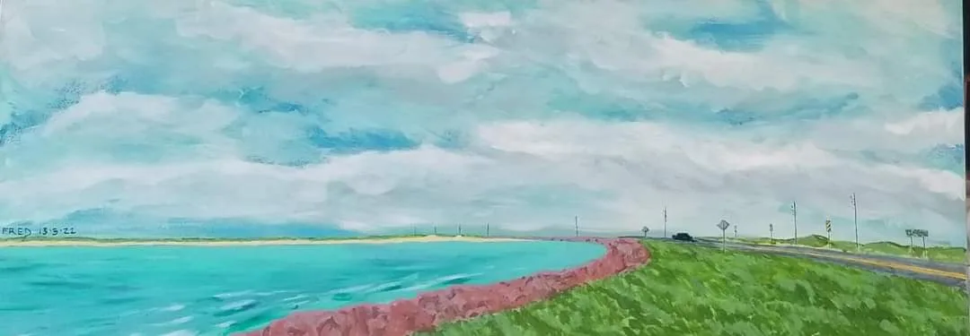 La Martinique II, acrylique sur toile galerie, 46 × 121,5 cm