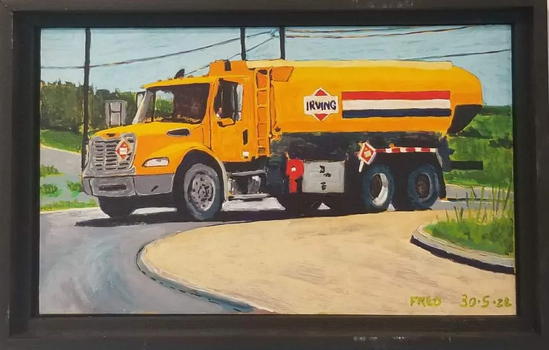 Martin fait un tour avec Raymond, acrylique sur masonite