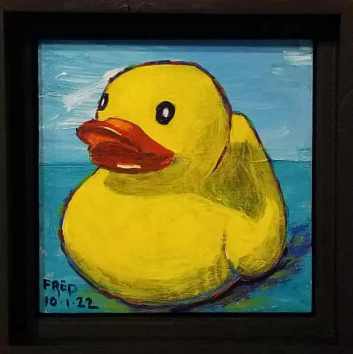 Mon canard arrive aux Zîles, acrylique sur masonite