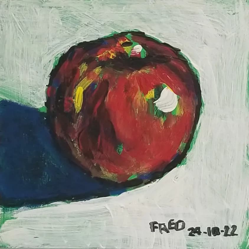 Pomme d'automne, acrylique sur masonite
