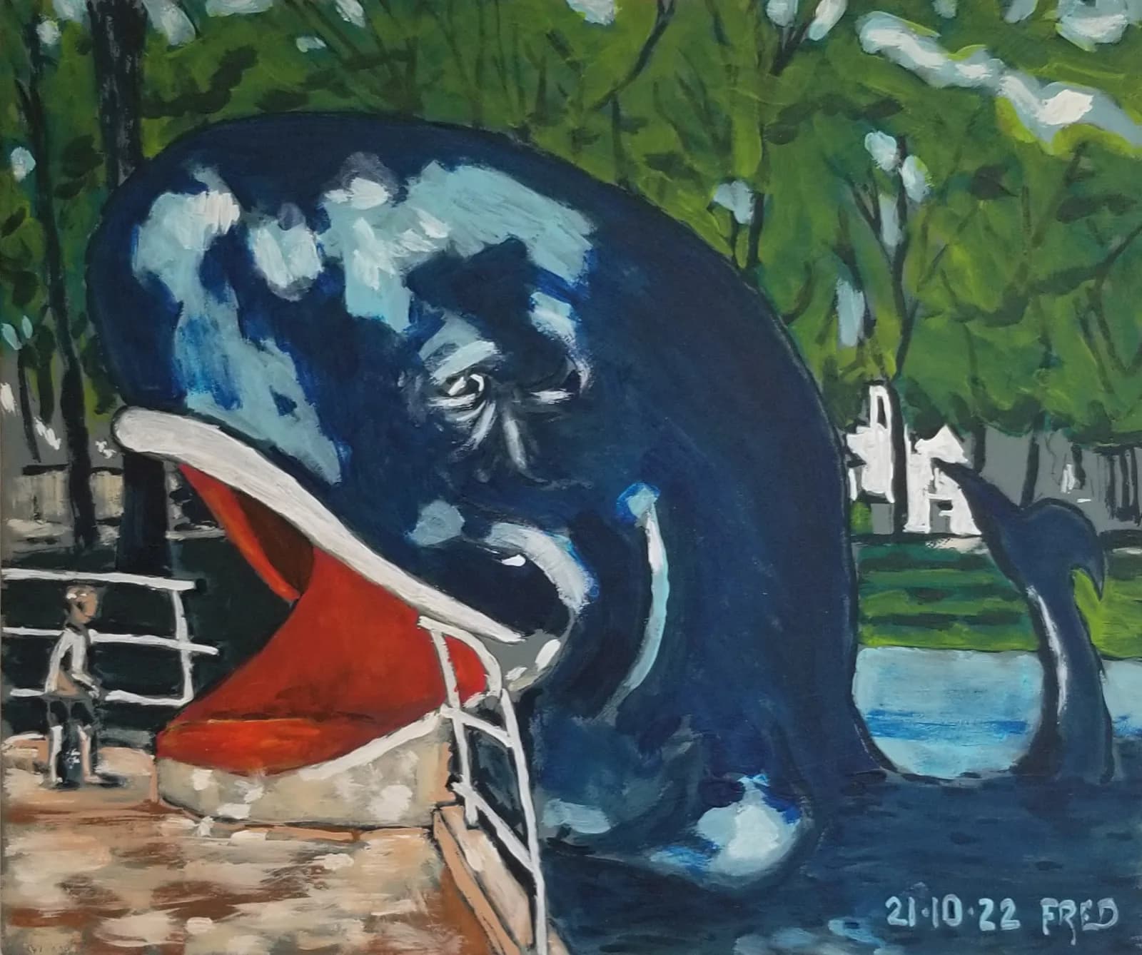 Premier contact avec la mer, acrylique sur masonite, 25,5 × 30,5 cm