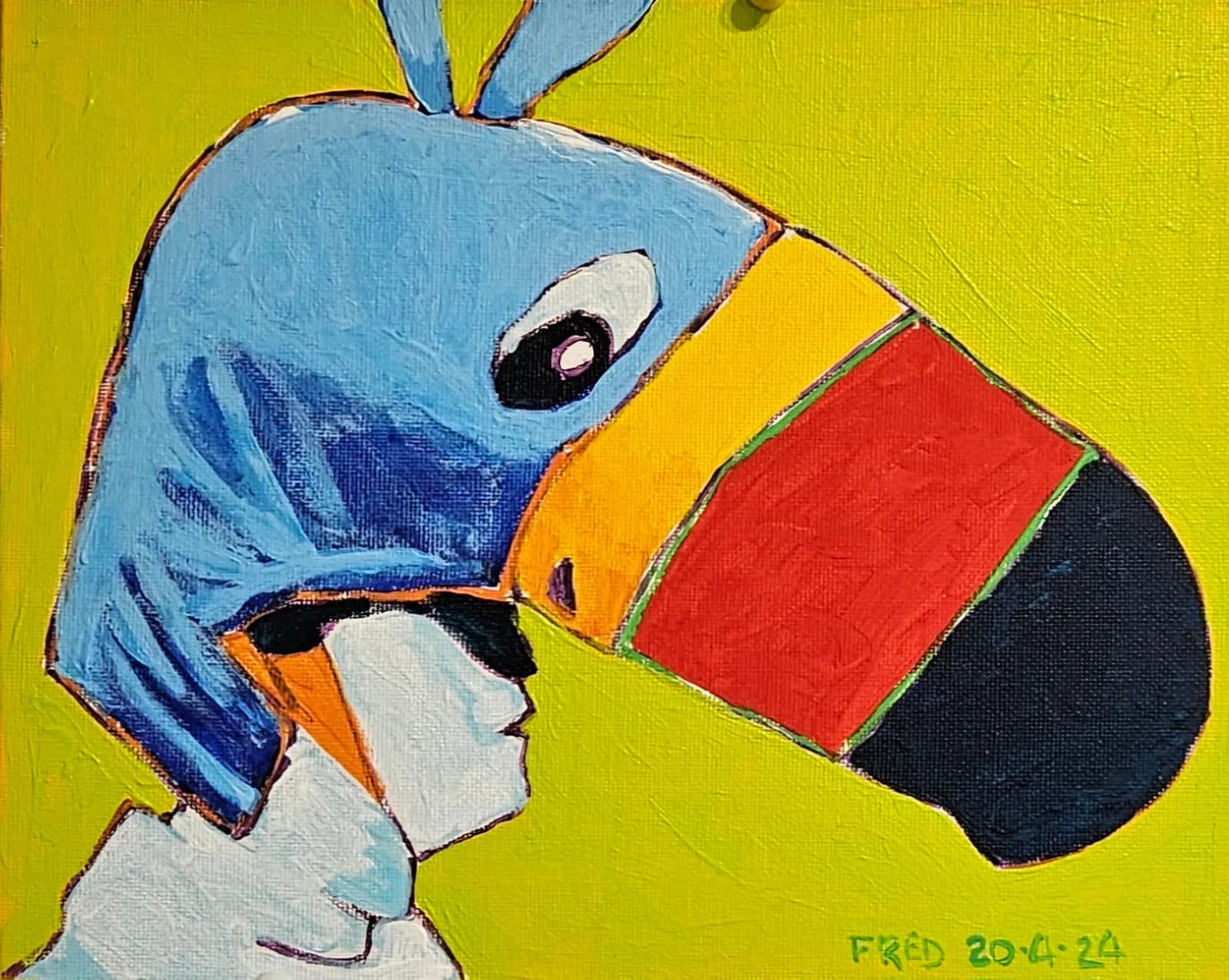 En Toucan, acrylique sur masonite