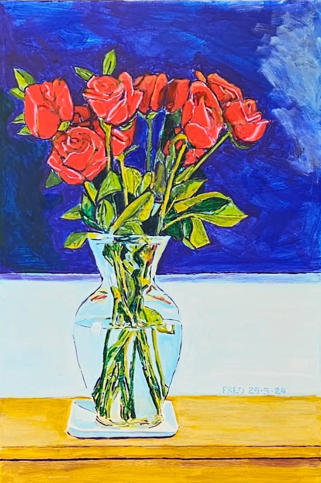 Bouquet pour le 25-5, acrylique sur toile, 76 × 51 cm