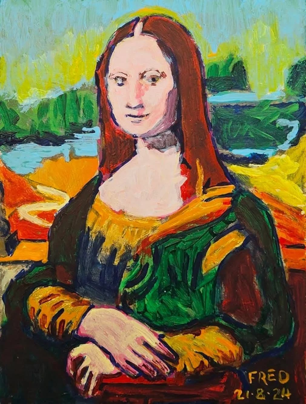 Ciao Leonardo, acrylique sur masonite, 20 × 15 cm