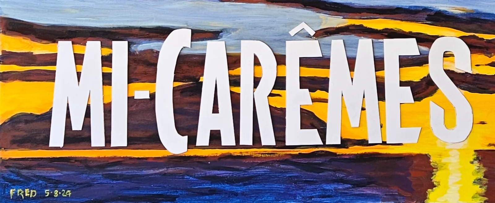 coucher avec les Demoiselles, acrylique sur toile, 30 × 76 cm