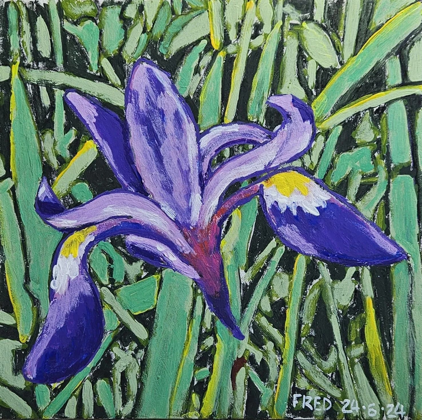 Iris du 24 juin, acrylique sur masonite, 23 × 23 cm
