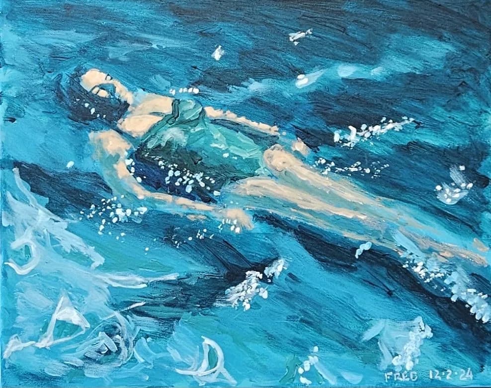 Ma belle sirène, acrylique sur toile, 40 × 50 cm
