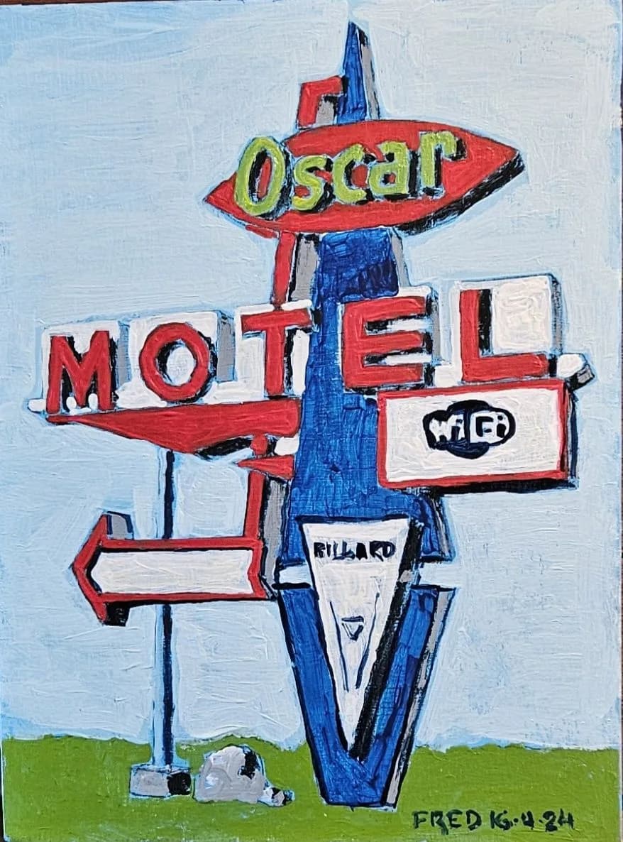 Motel Oscar, acrylique sur bois, 20 × 15 cm
