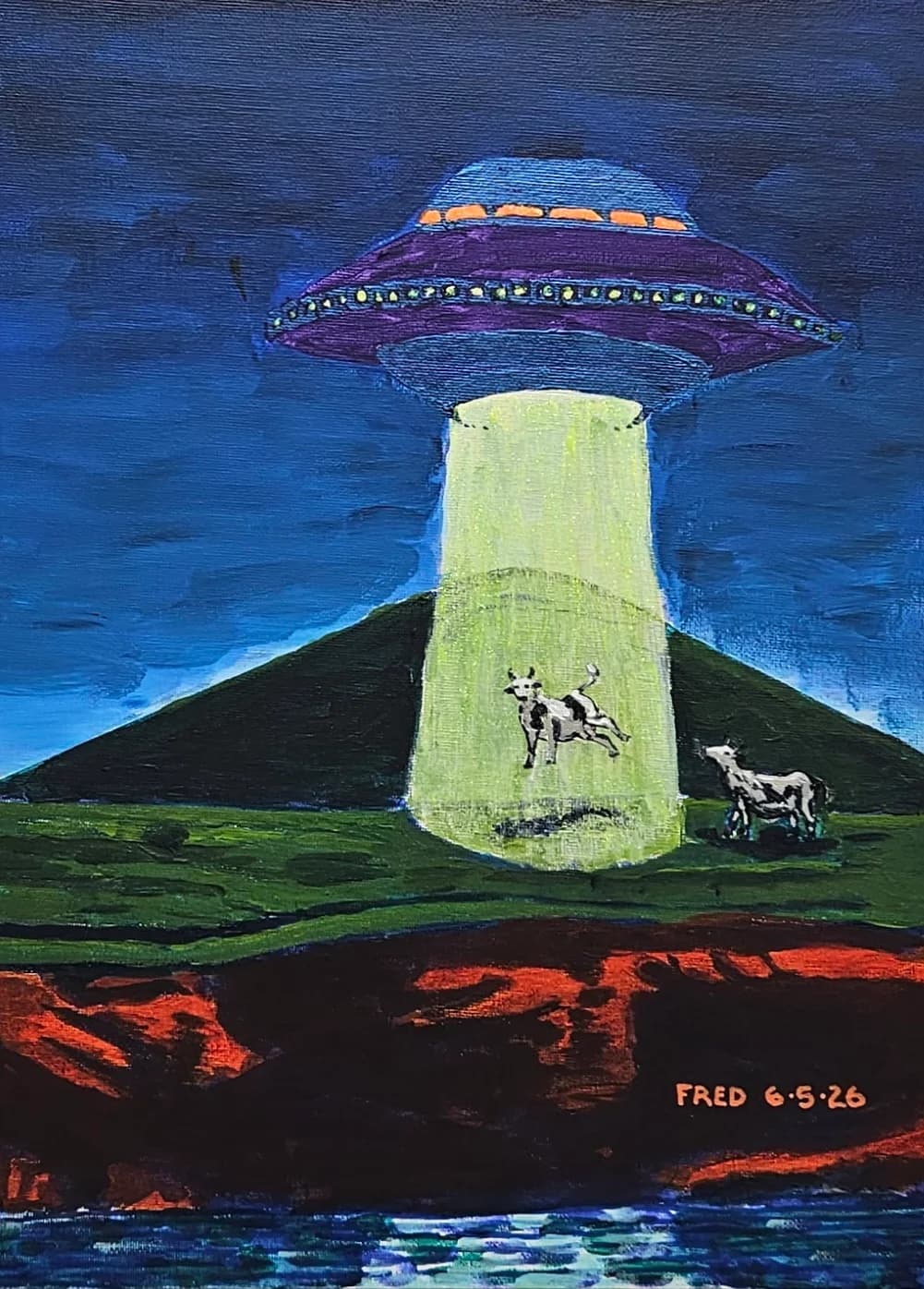 Mystère à l'Île d'Entrée, acrylique sur toile cartonnée, 40,5 × 30 cm