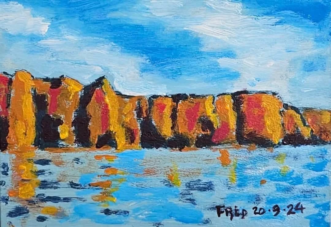 Soleil du matin, acrylique sur bois, 13 × 18 cm