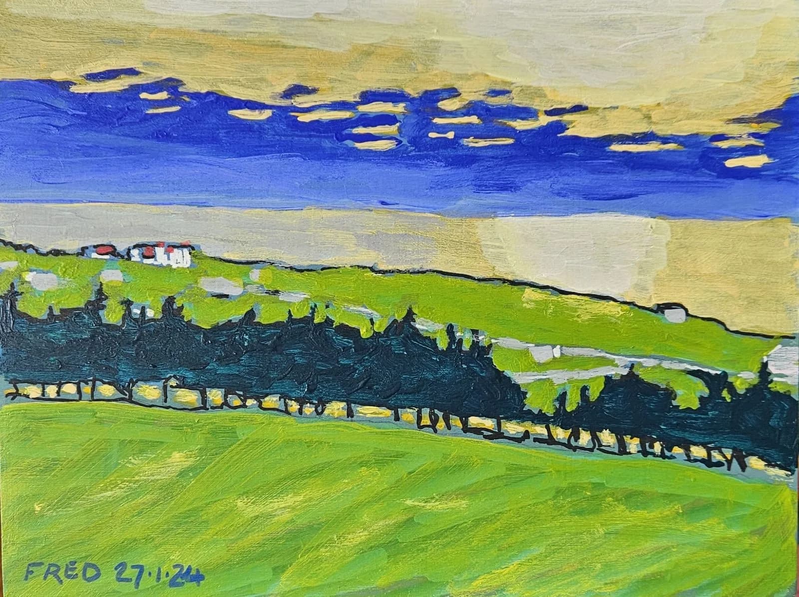 Souvenir d'été, acrylique sur bois, 15 × 20 cm