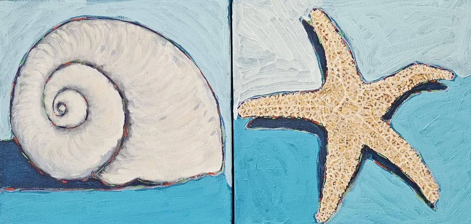 Sujets la mer, acrylique sur toile, 25 × 50 cm