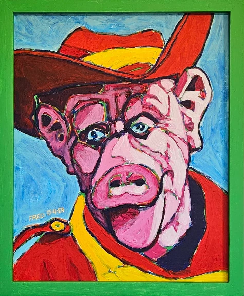 tout est bon dans l'cochon, acrylique sur toile, 50 × 40 cm