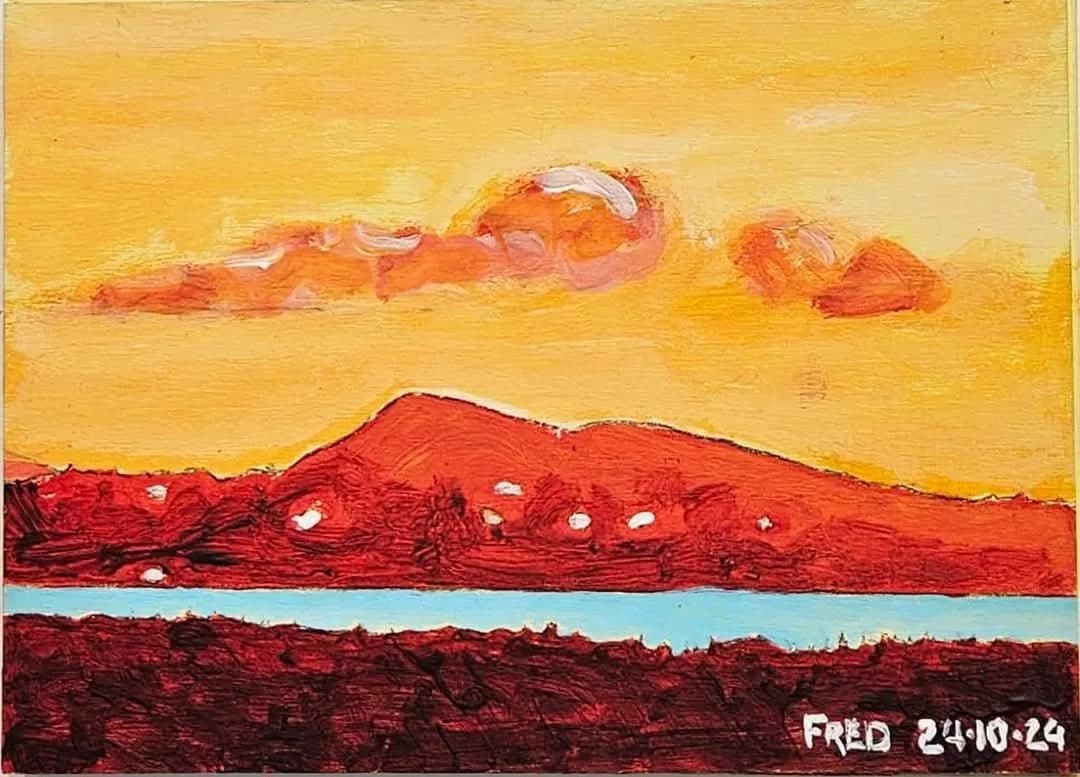 Un matin d'octobre, acrylique sur bois, 13 × 18 cm