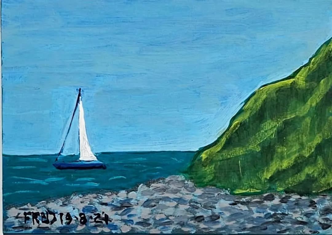 Un petit souffle de vent, acrylique sur bois, 13 × 18 cm