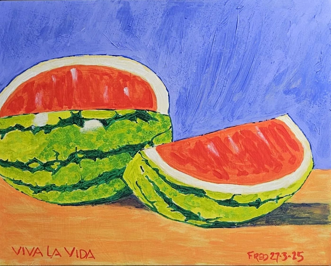 VIVA LA VIDA, acrylique sur masonite, 20 × 25 cm