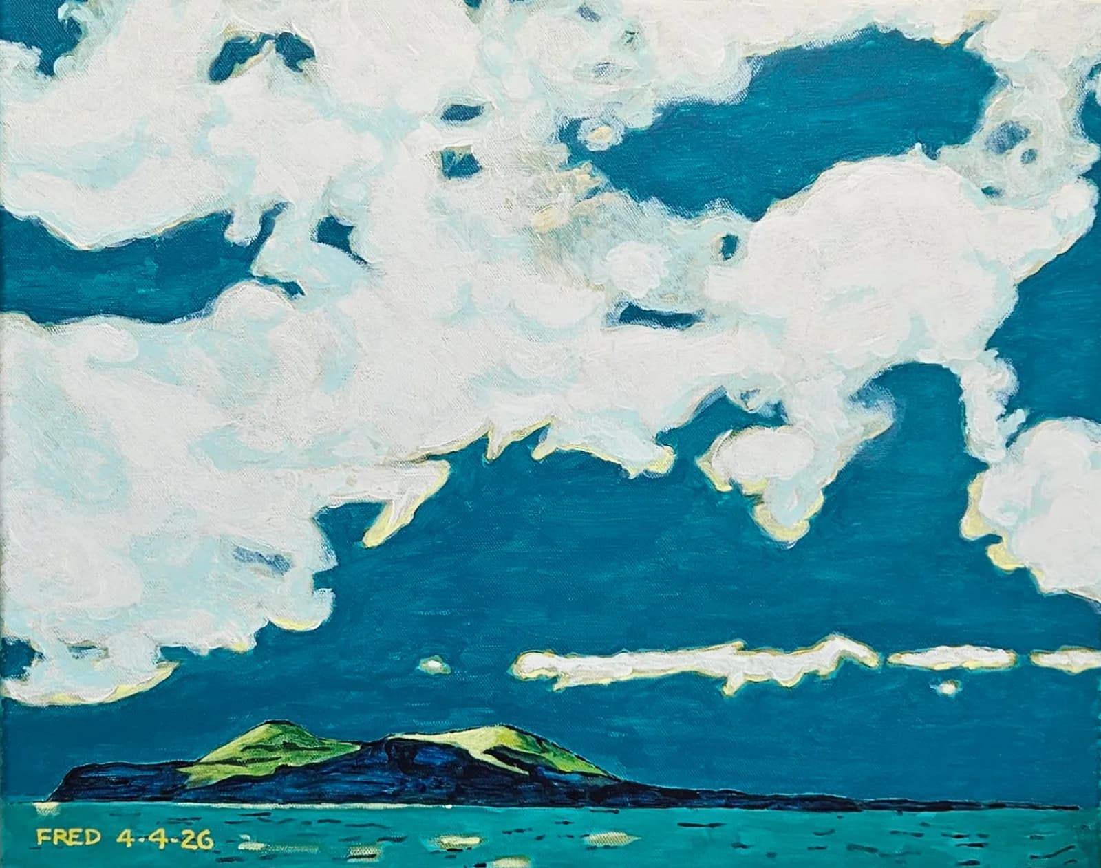 Ciel de l'Île d'Entrée, acrylique sur toile, 40 × 51 cm