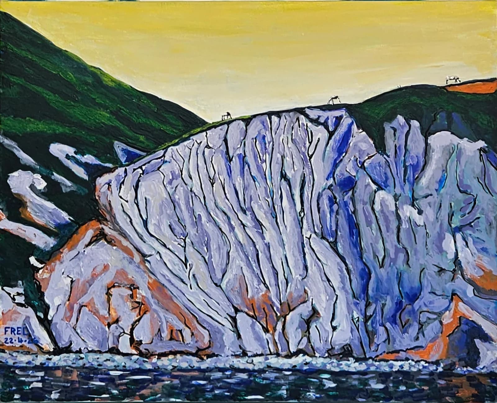 Faire le tour de l'Île, acrylique sur toile, 41 × 51 cm