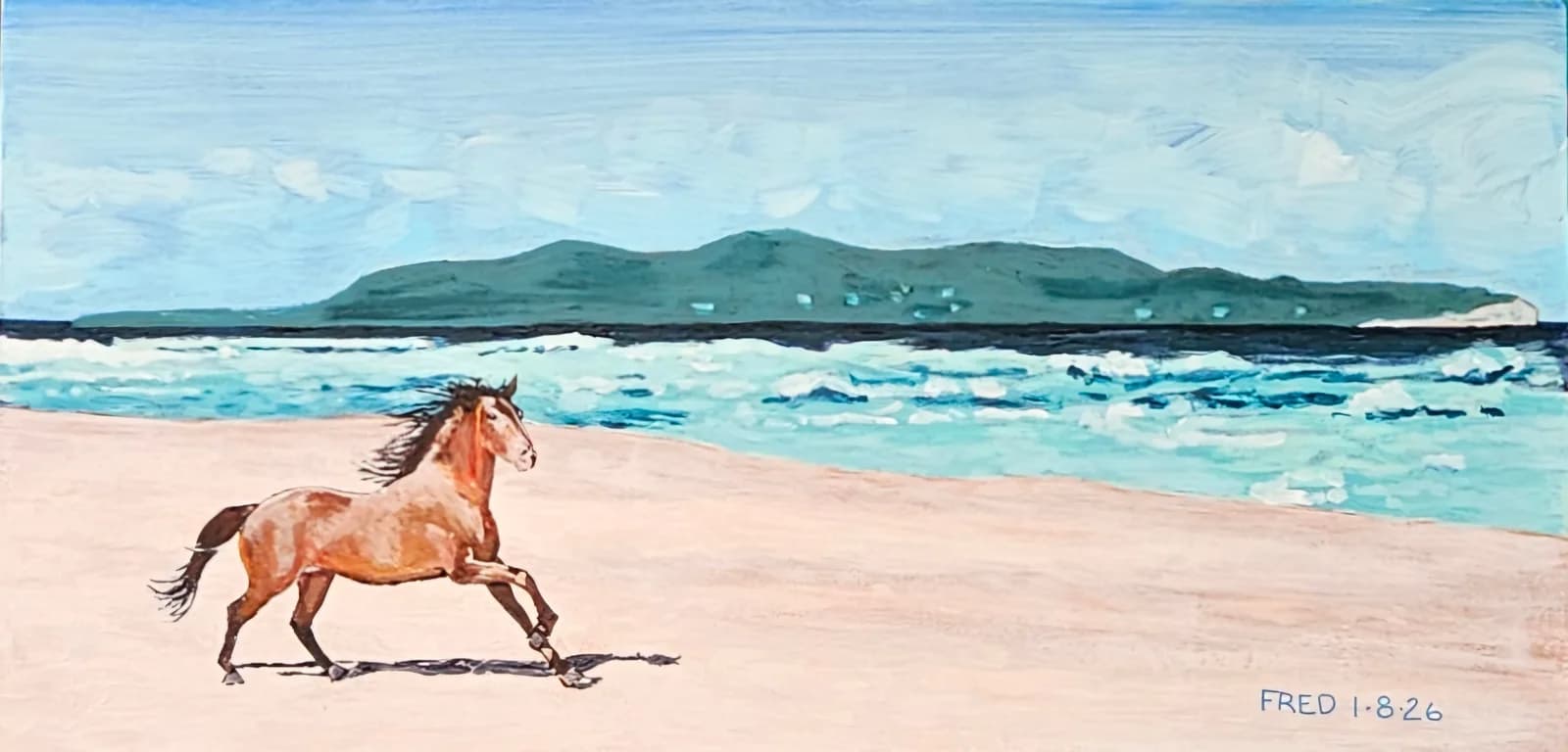 Farmer est de retour, acrylique sur bois, 38 × 76 cm