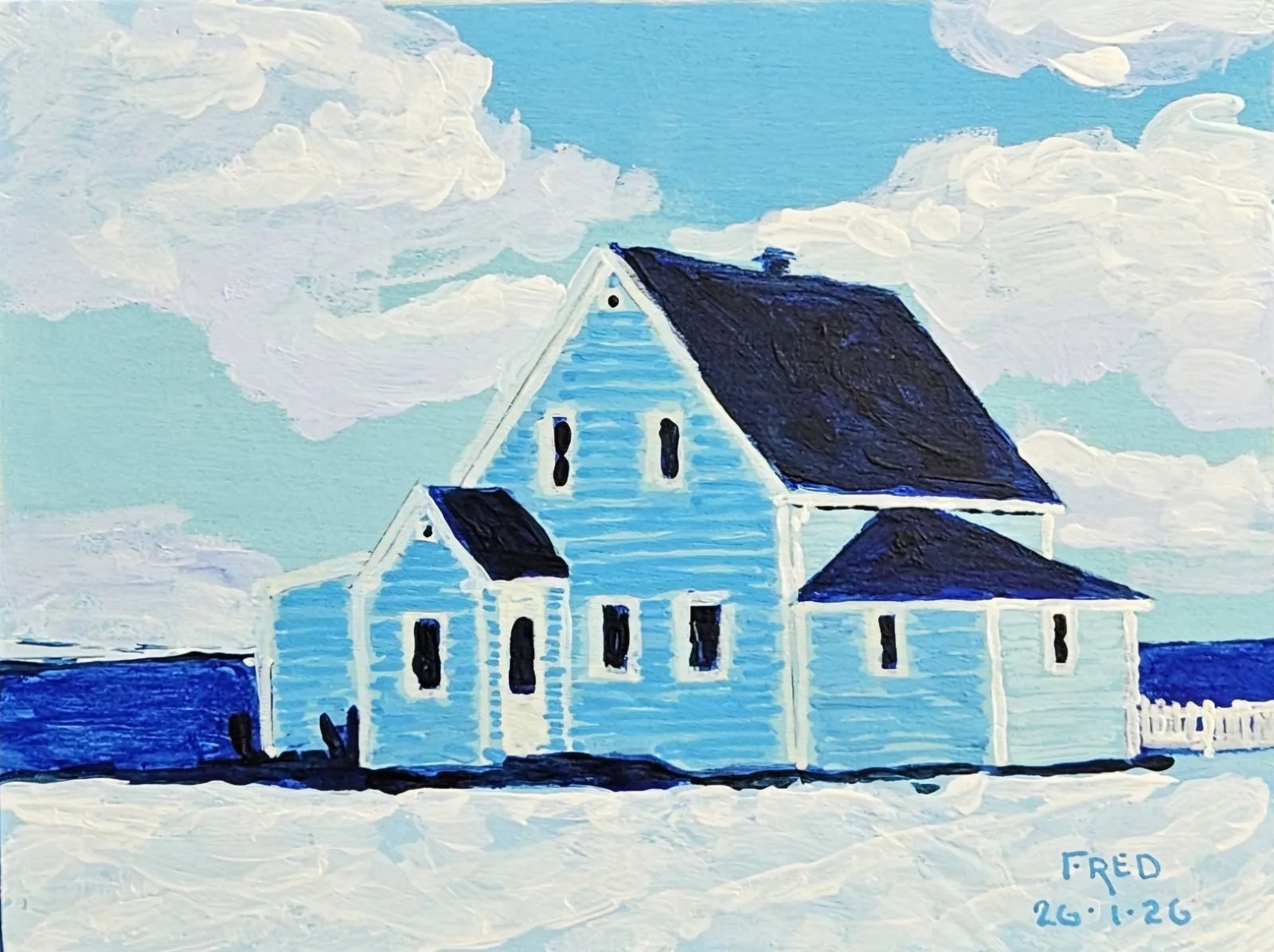 La Marelle, acrylique sur bois, 15 × 20 cm
