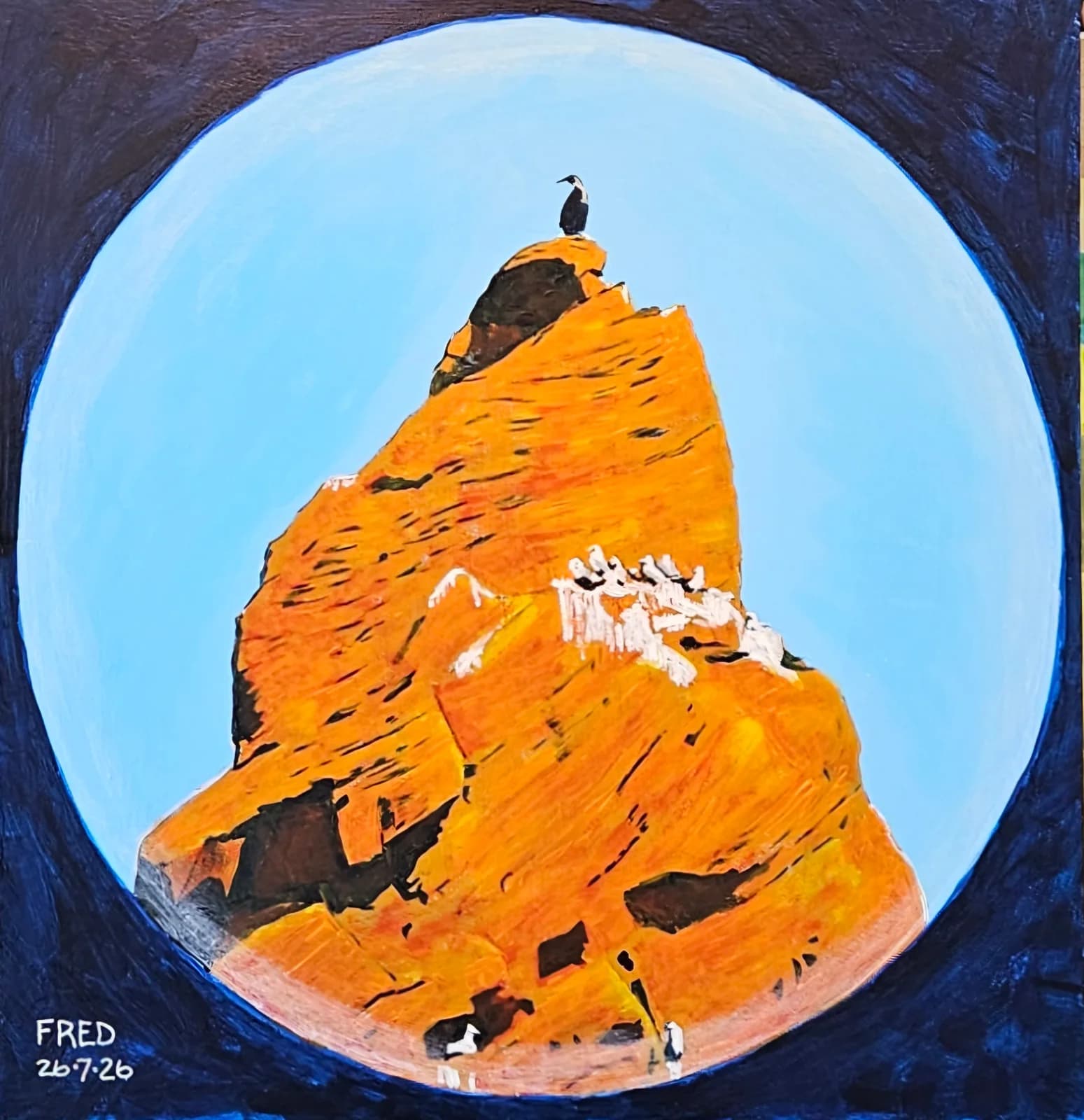 Hublot 3 — Le gardien du trésor, acrylique sur bois, 51 × 51 cm
