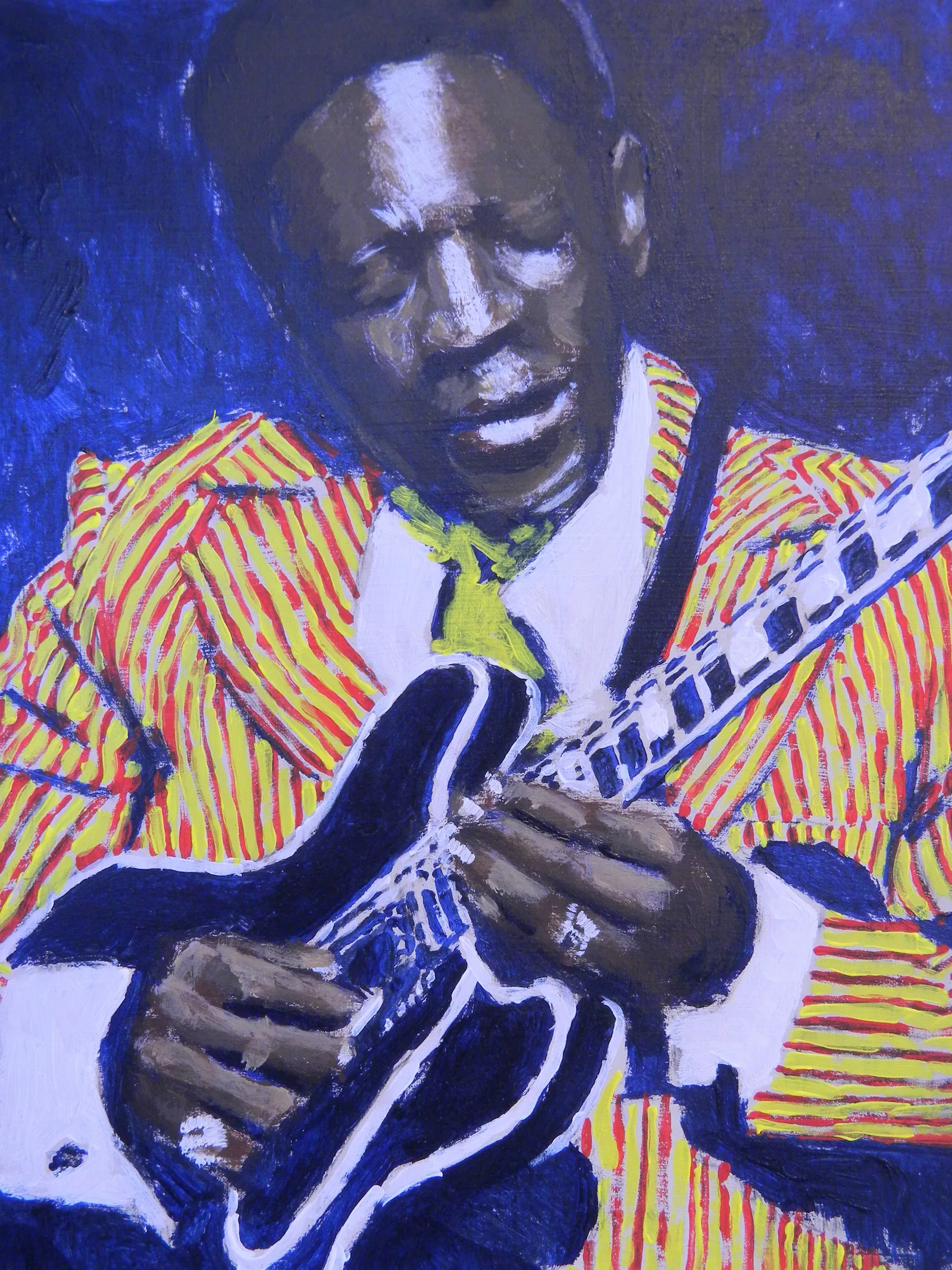 BB King, acrylique sur panneau, 25,5 × 20 cm