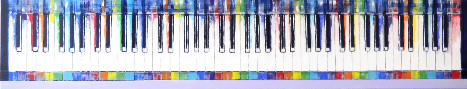 Clavier arc-en-ciel, acrylique sur panneau, 48 × 246 cm