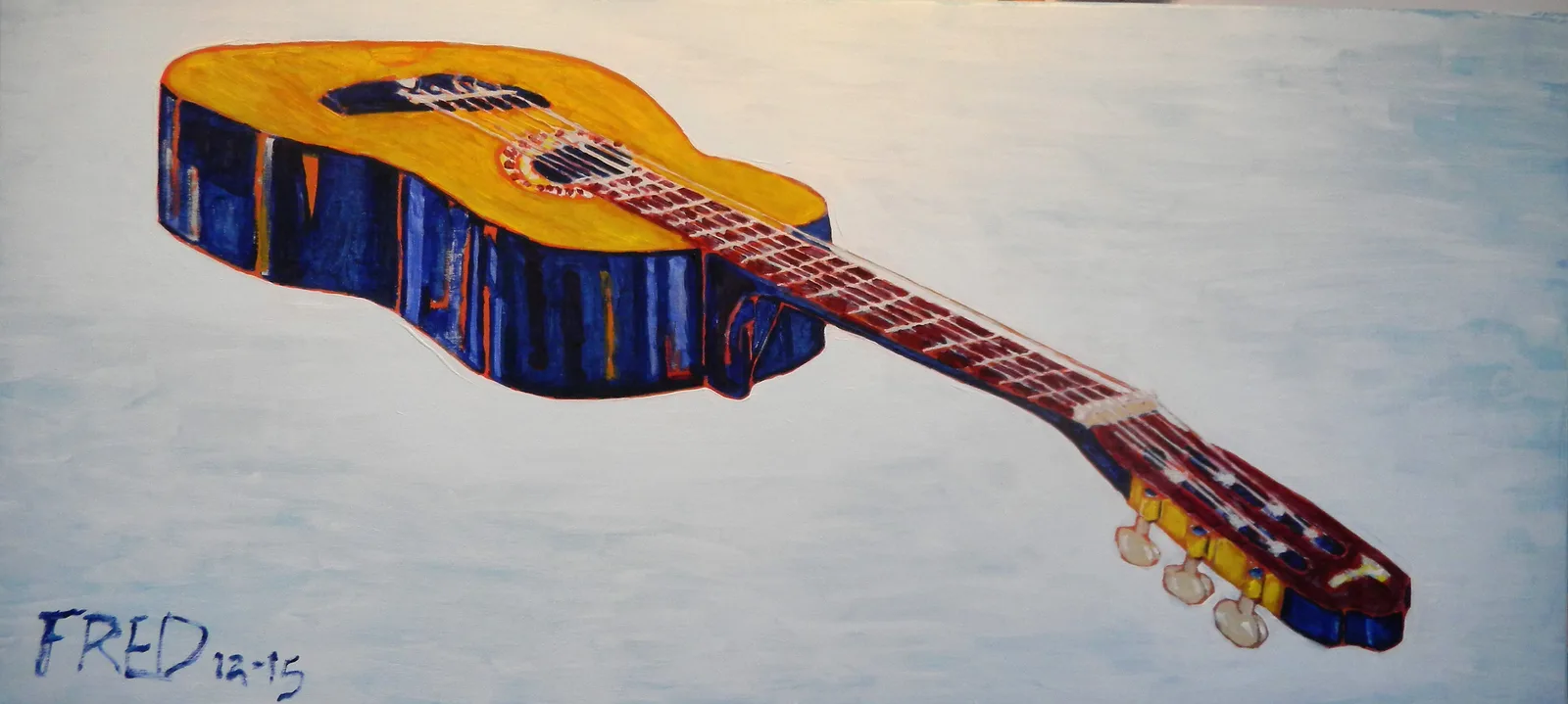 Guitare à Raymond, acrylique sur panneau, 55 × 122 cm