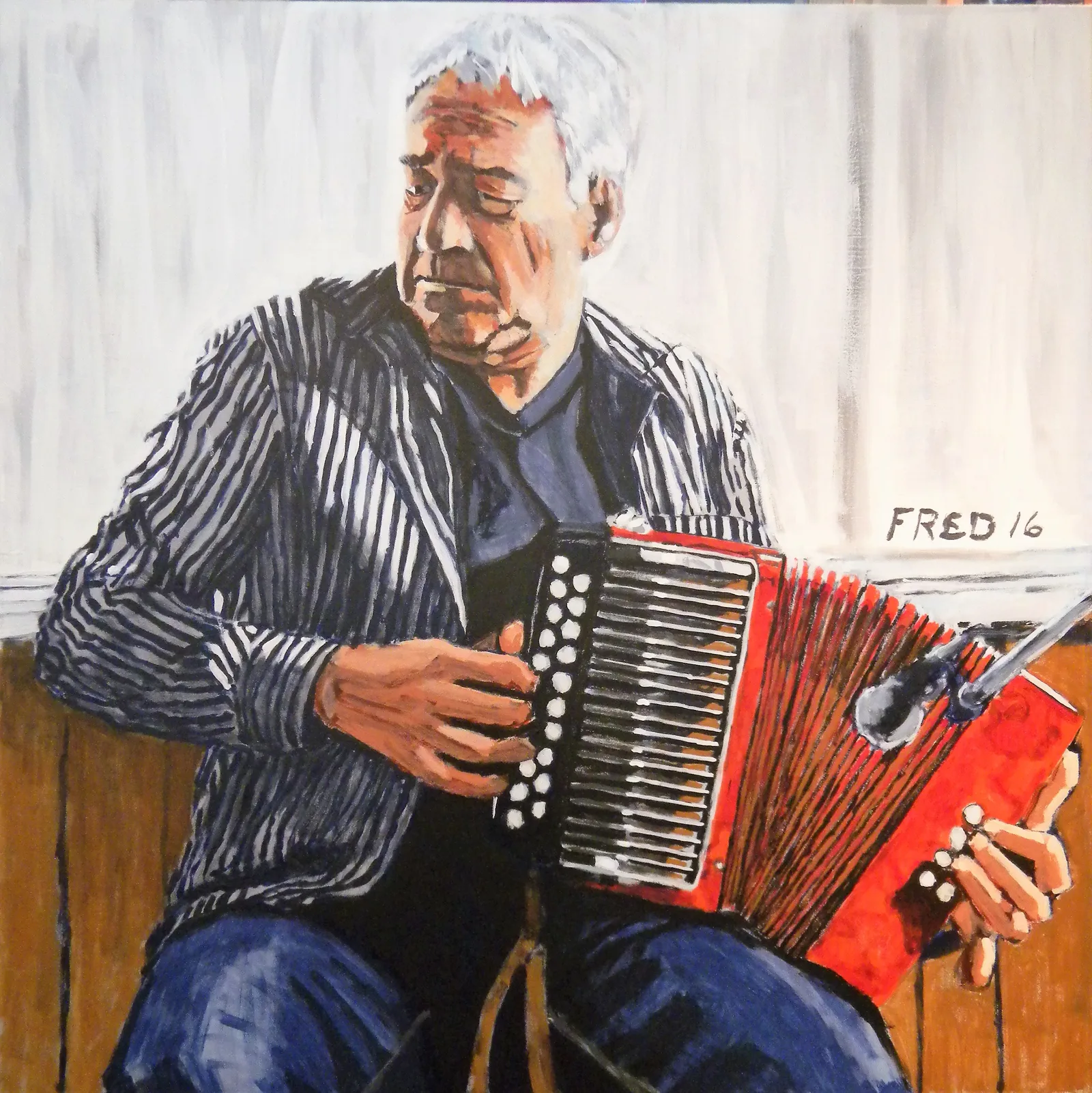 René, acrylique sur toile, 91 × 91 cm