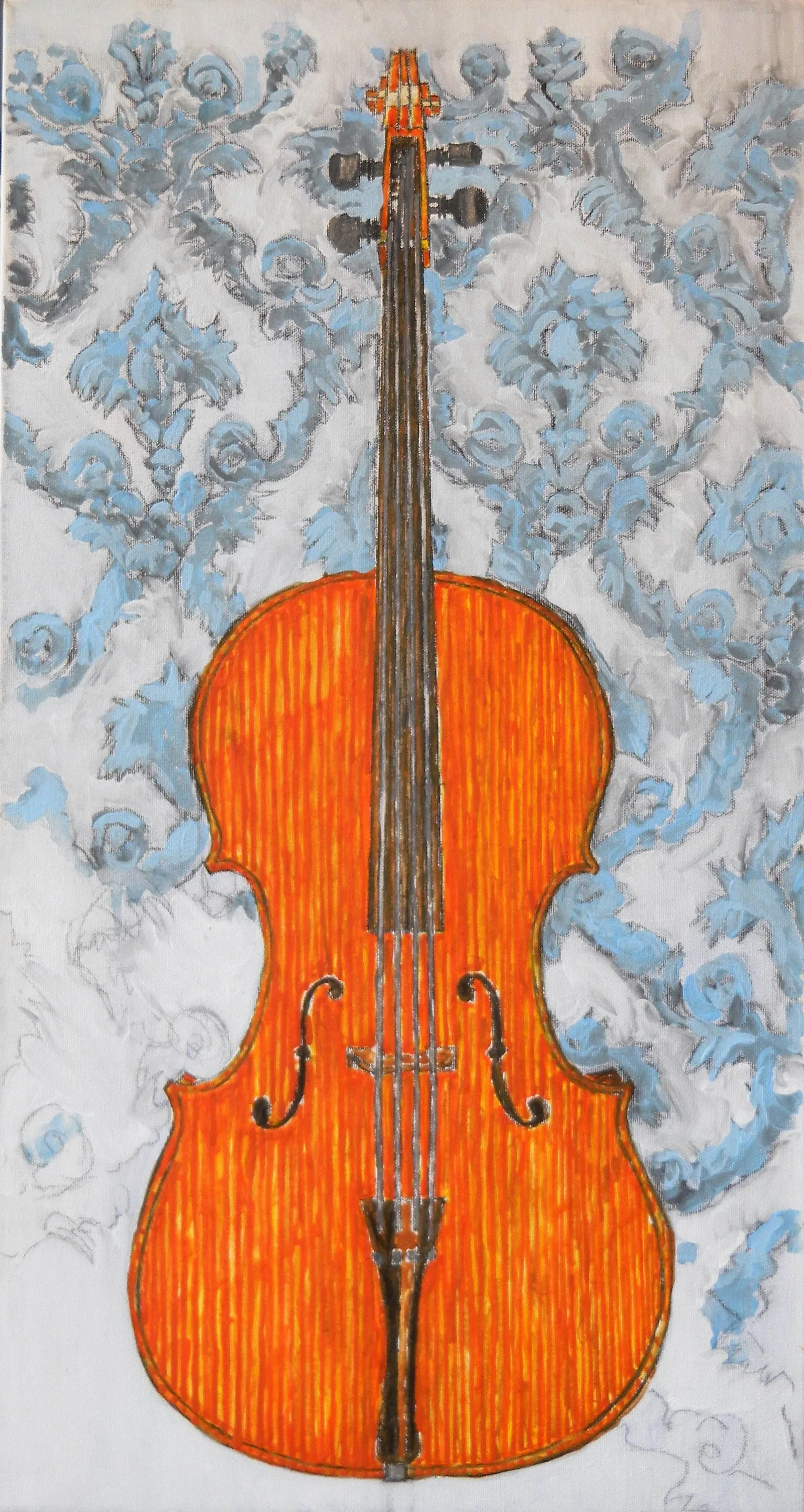 Violon baroque, acrylique sur toile, 66 × 36 cm