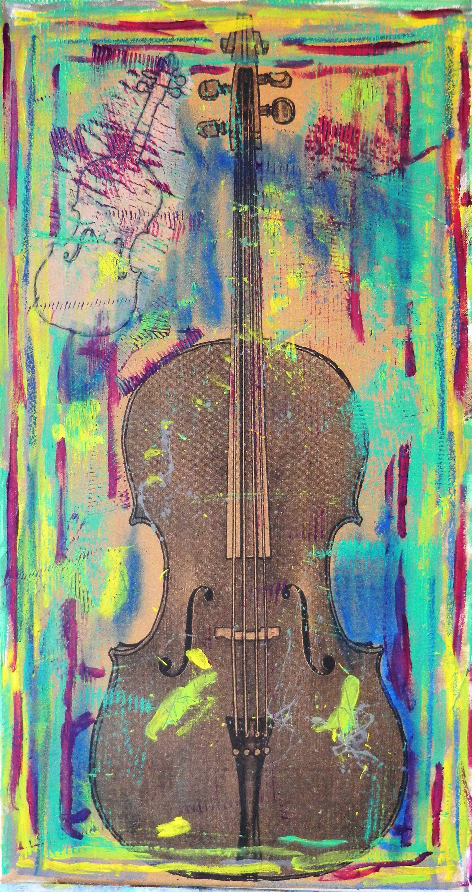 Violon bluegrass, acrylique sur toile, 66 × 36 cm