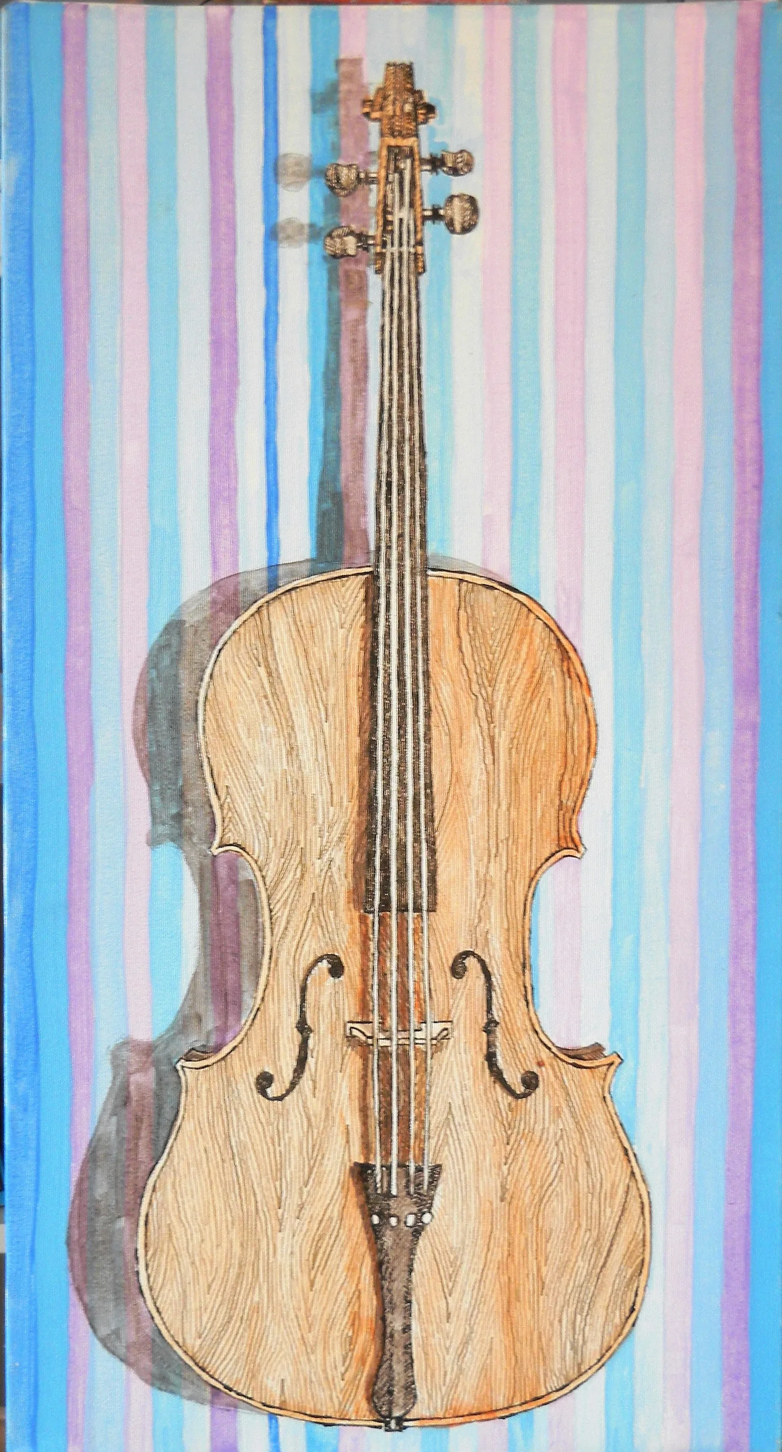 Violon classique, acrylique sur toile, 66 × 36 cm