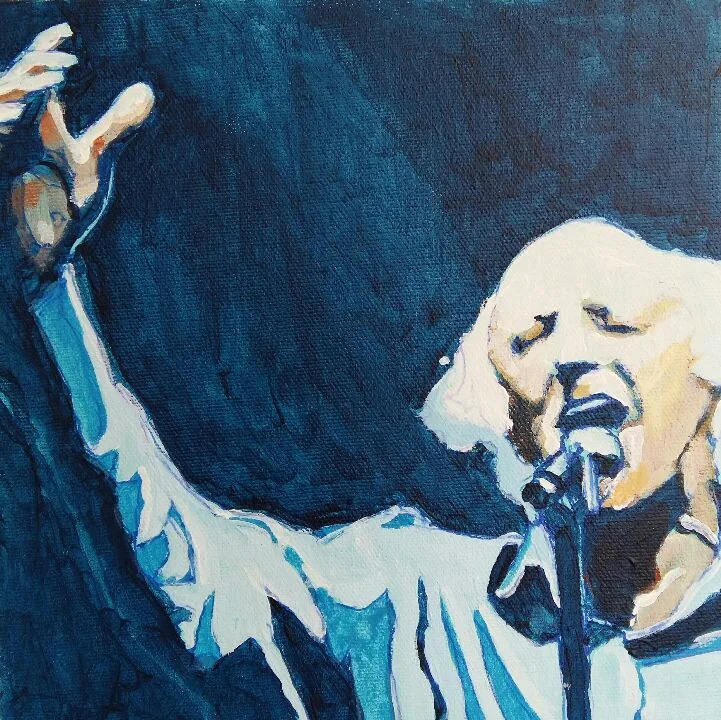 Projet — Le Grand Gilles, acrylique sur toile, 20,5 × 20,5 cm