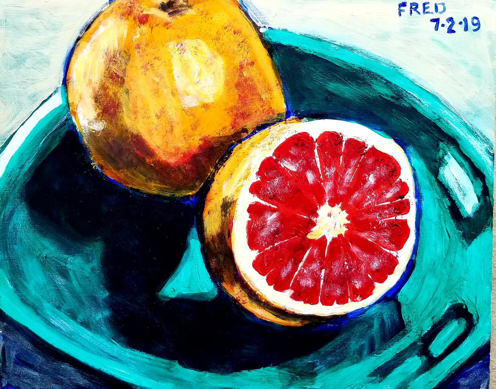 Citrons du paradis, acrylique sur masonite, 20 × 25 cm