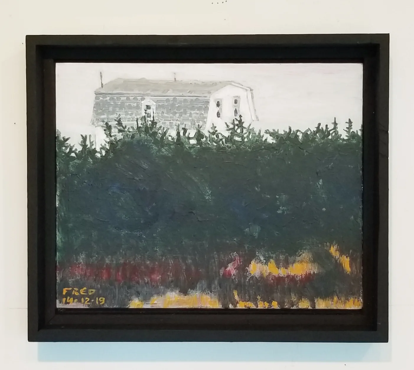La mansarde d'en face, acrylique sur masonite, 20 × 25 cm
