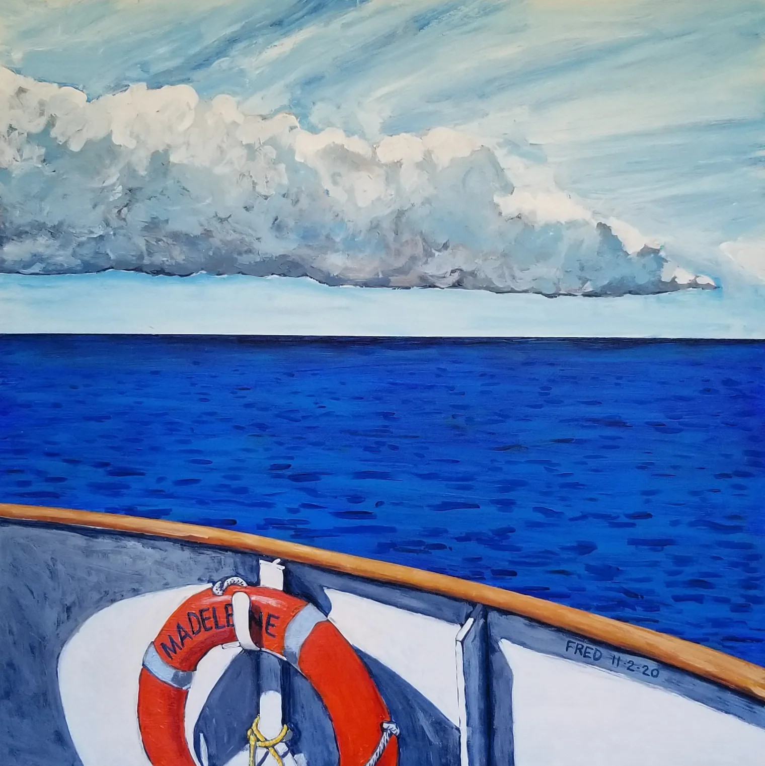 La Traversée III, acrylique sur bois, 76 × 76 cm