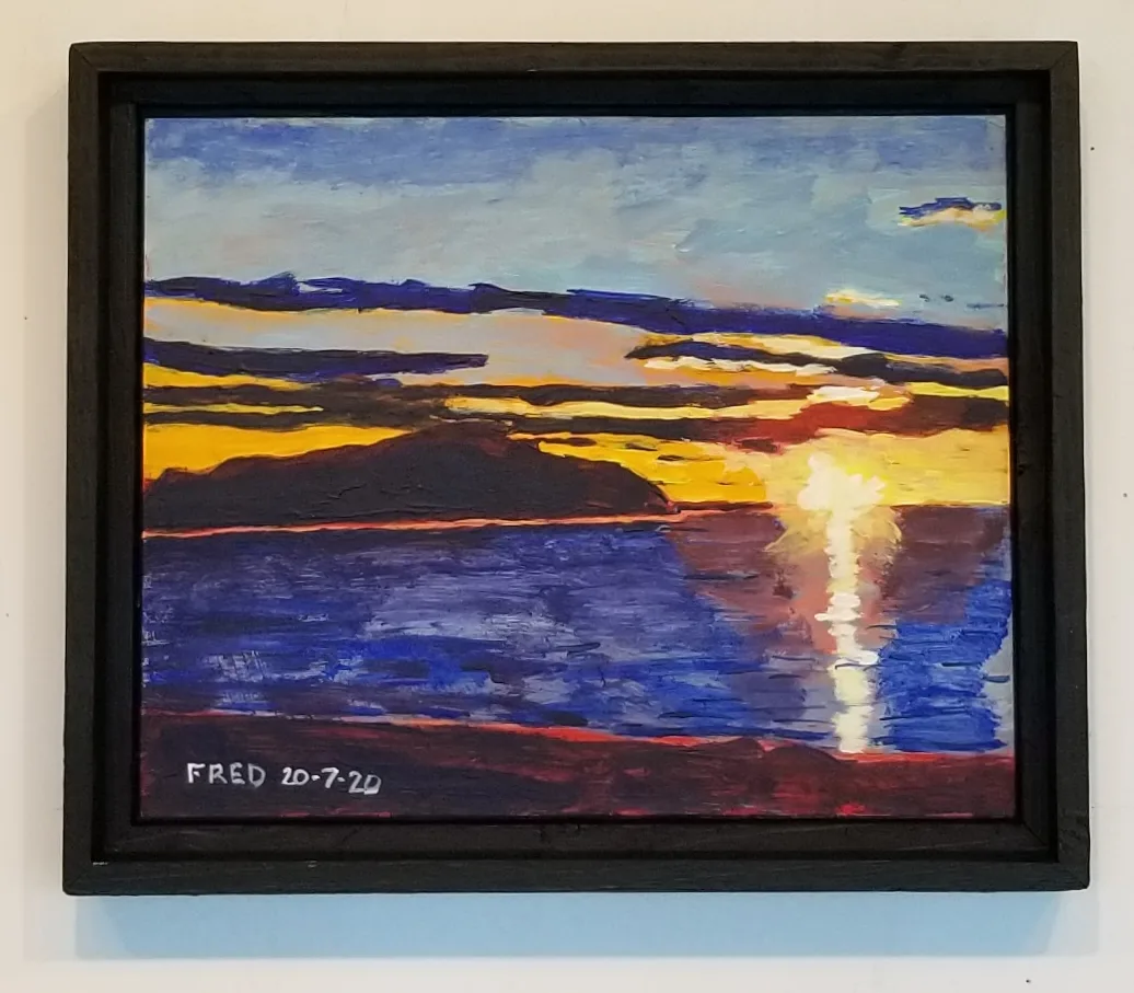 NON on ne retourne pas en ville, acrylique sur masonite, 20 × 25 cm