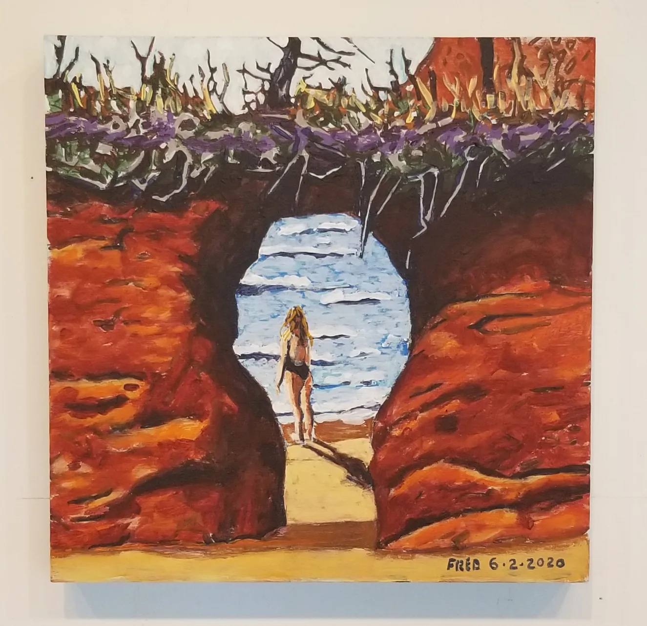 Où est la clef, acrylique sur bois, 25 × 25 cm