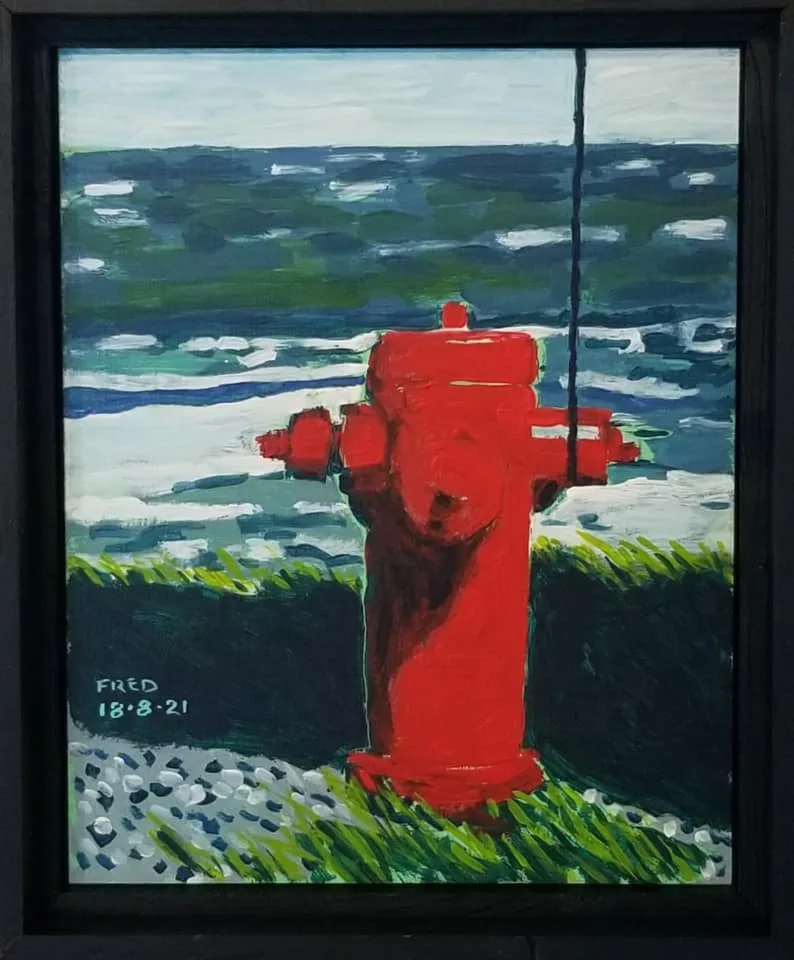 Km 1,1, acrylique sur masonite, 30 × 25 cm