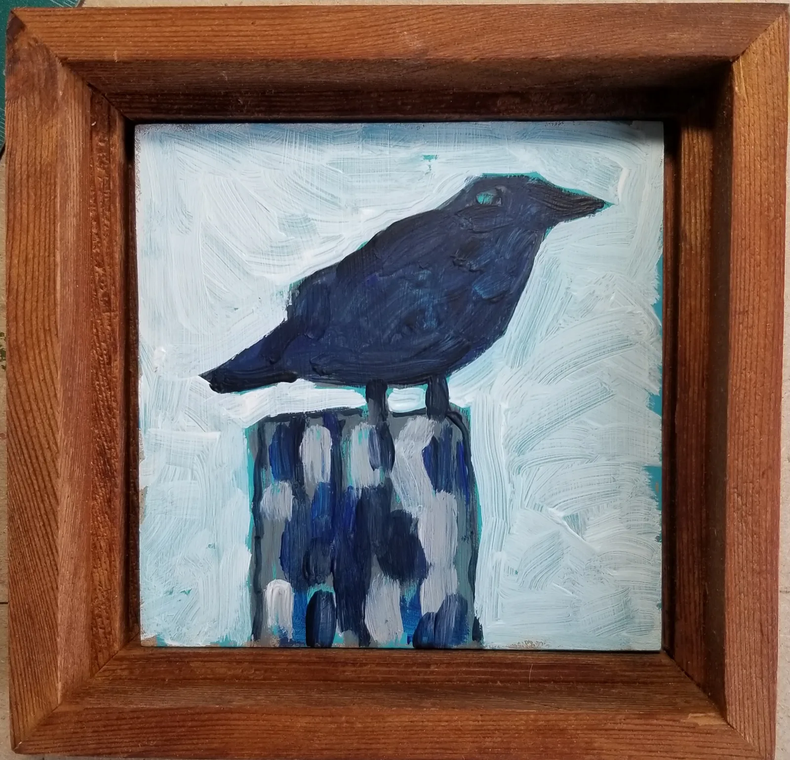 La corneille, acrylique sur masonite, 12,7 × 12,7 cm