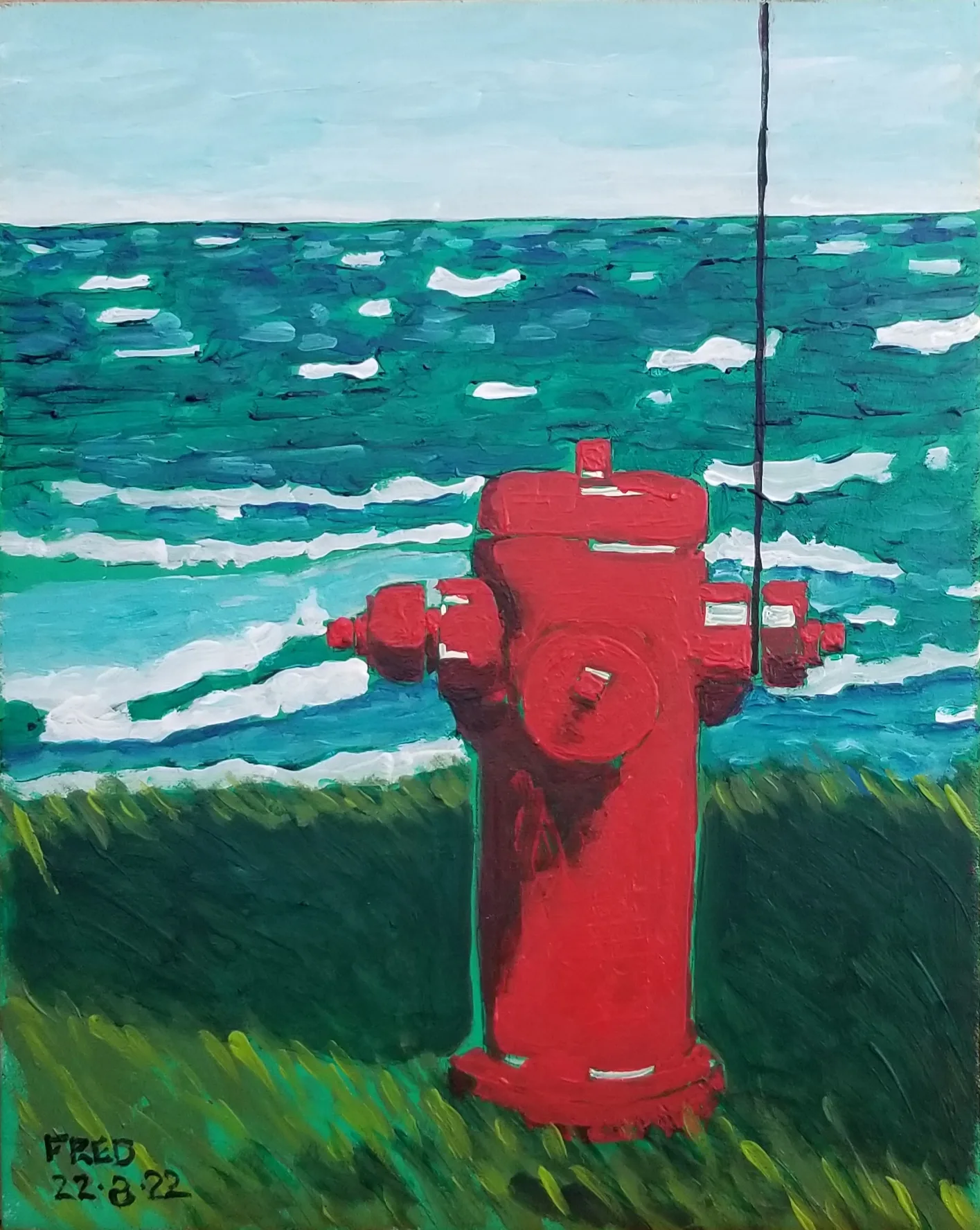 Borne-fontaine, acrylique sur masonite, 25 × 20 cm