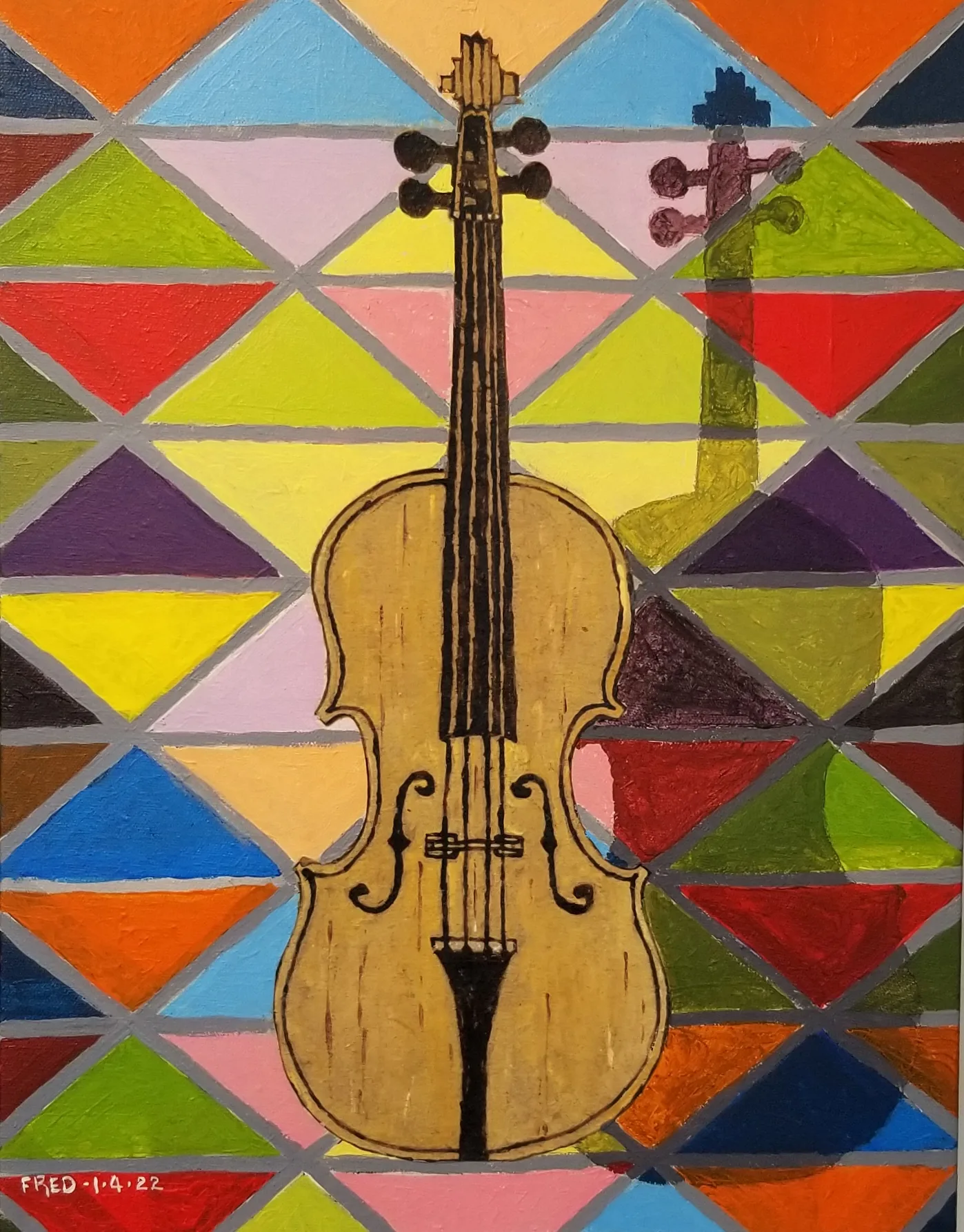 le violon de Paul Klee, acrylique sur toile, 46 × 35,5 cm