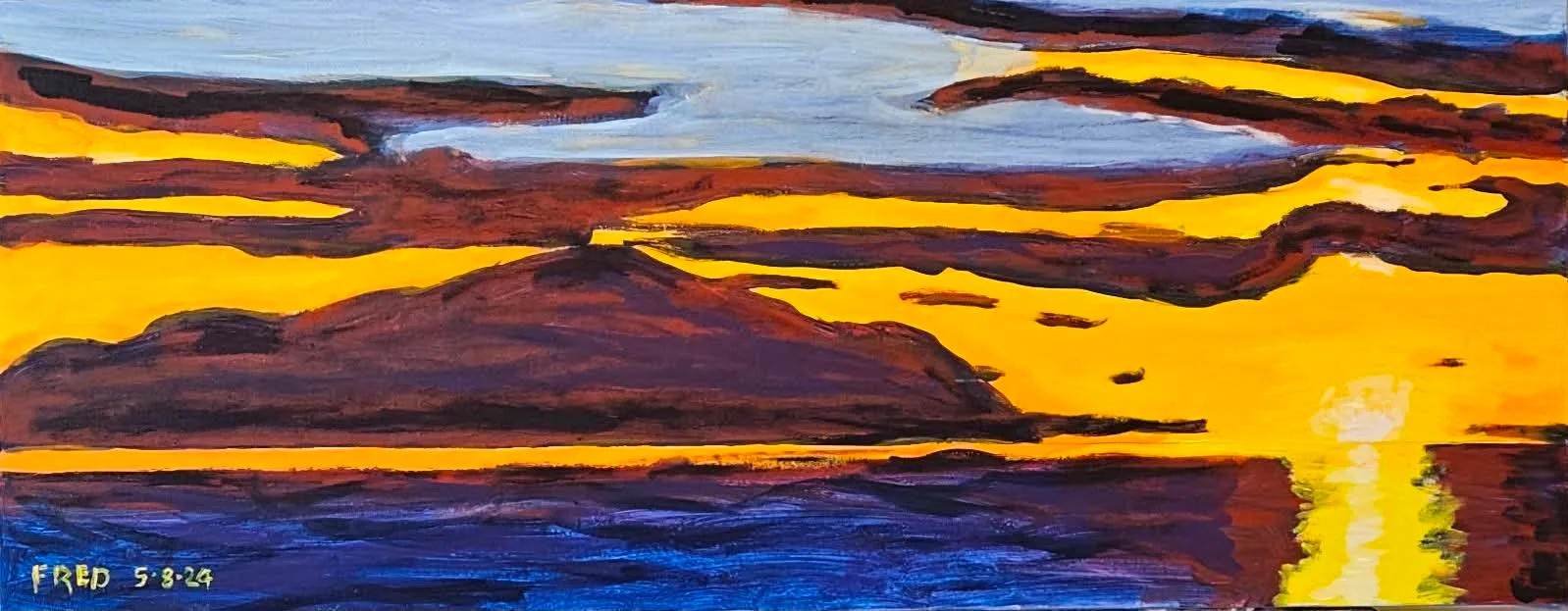 Coucher avec les Demoiselles, acrylique sur toile, 30 × 76 cm